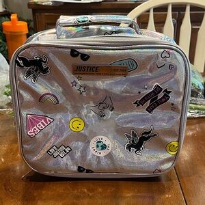 Justice Silver Holographic Positive Saying Lunchbox!